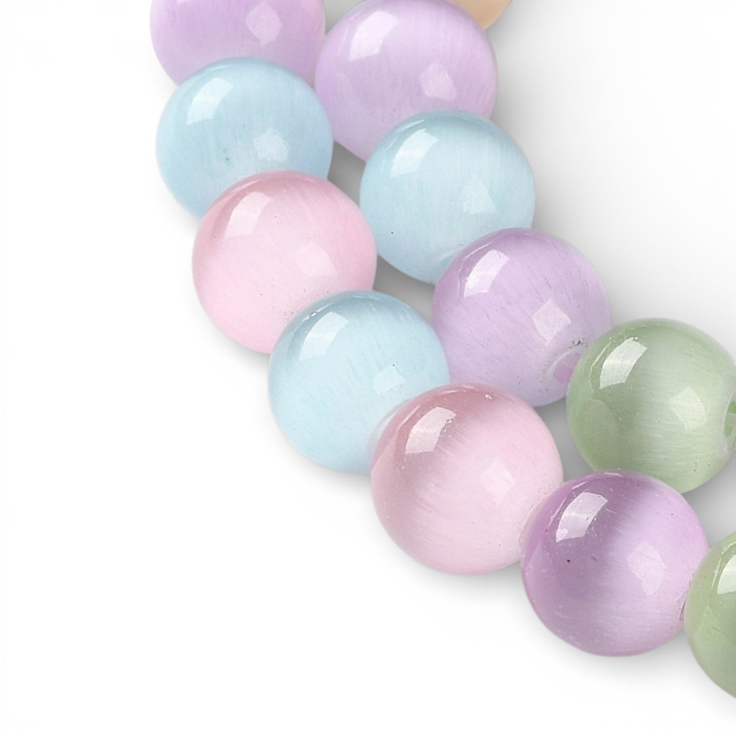 x1 Fil de Perles Œil-de-Chat – Rondes 7,5 à 8 mm – Couleurs mélangées