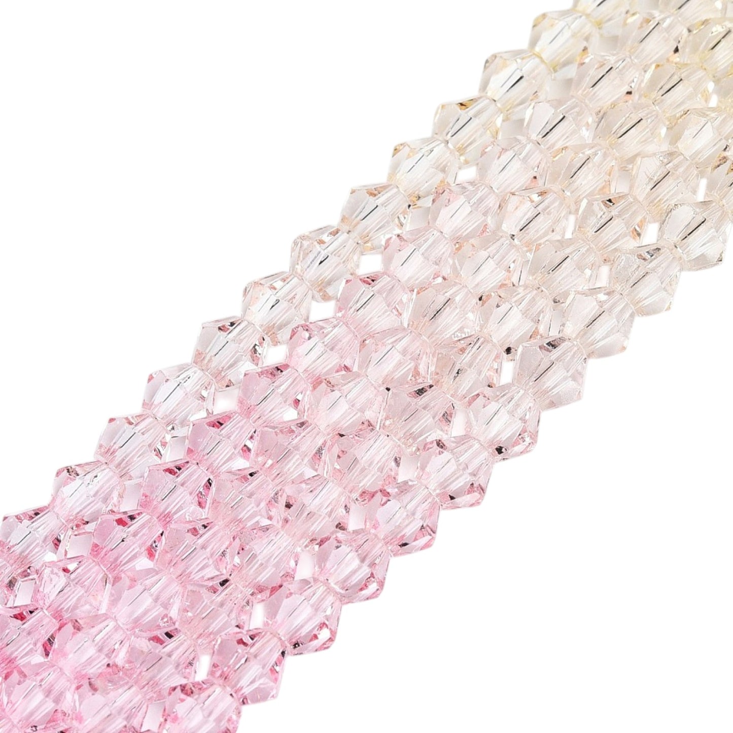 x1 Fil de Perles de verre – Biconiques facettées dégradées 6 mm – Rose et Jaune