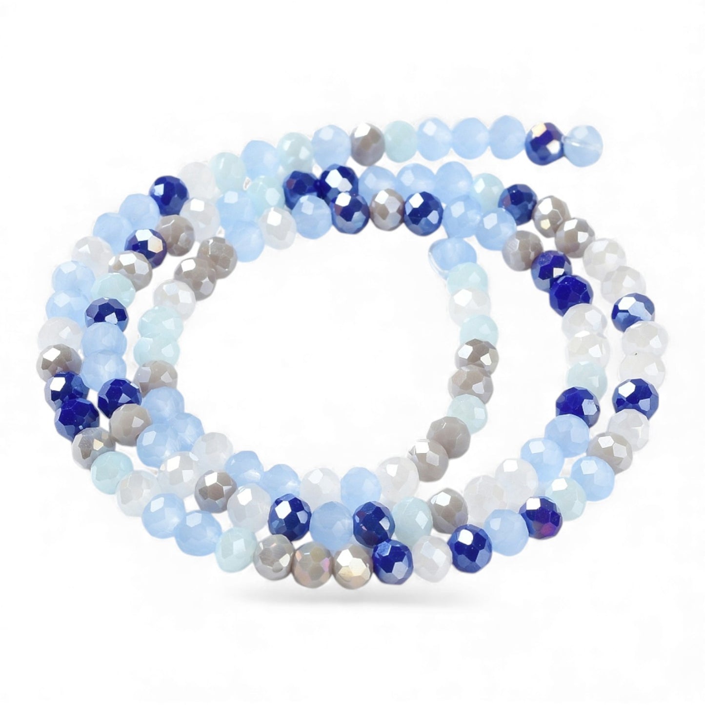 x1 Fil de Perles de Verre à Facettes – Rondelles 4×3 mm – Bleu