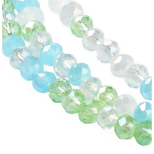 x1 Fil de Perles de Verre à Facettes – Rondelles 4×3 mm – Bleu/vert/rose