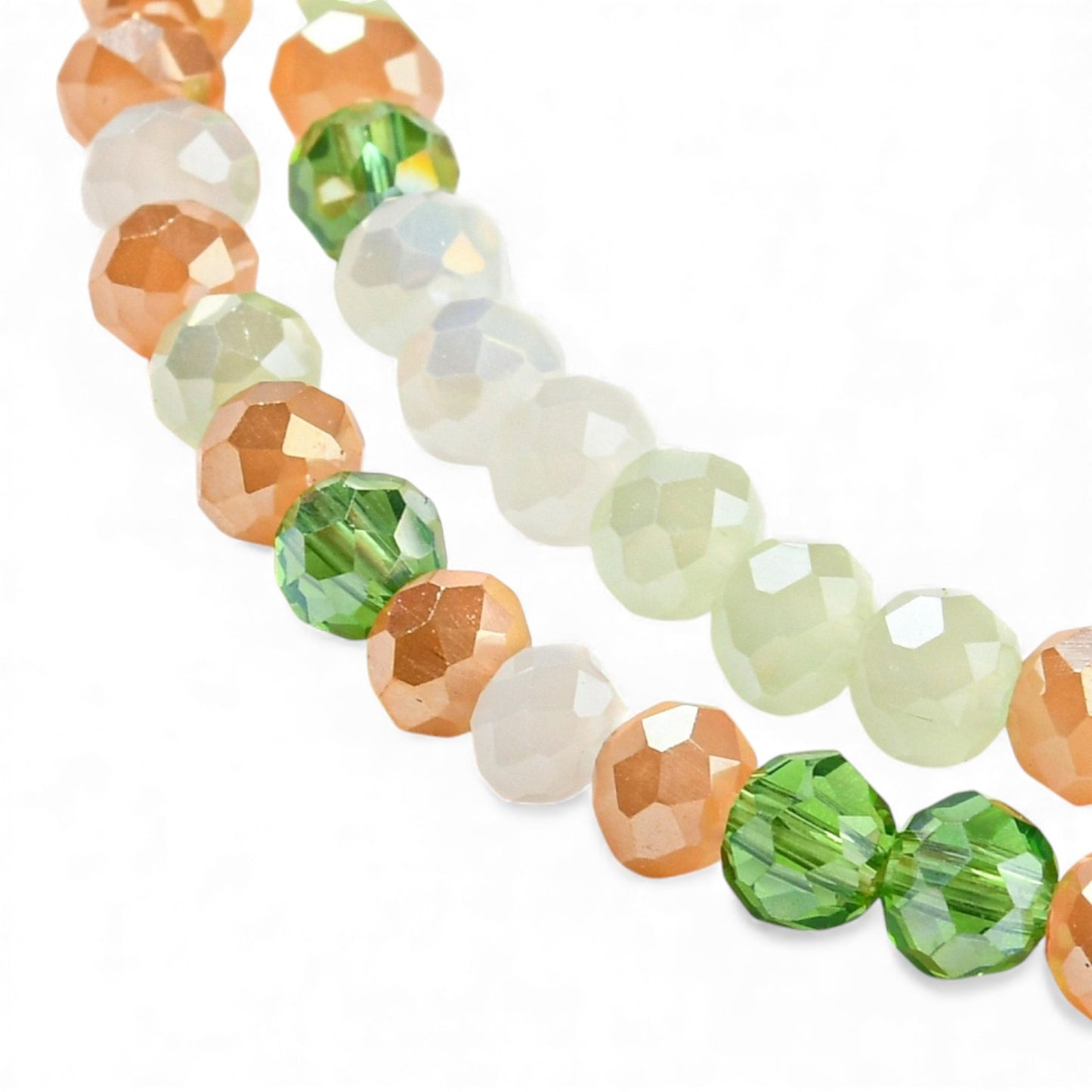 x1 Fil de Perles de Verre à Facettes – Rondelles 4×3 mm – Vert/champagne