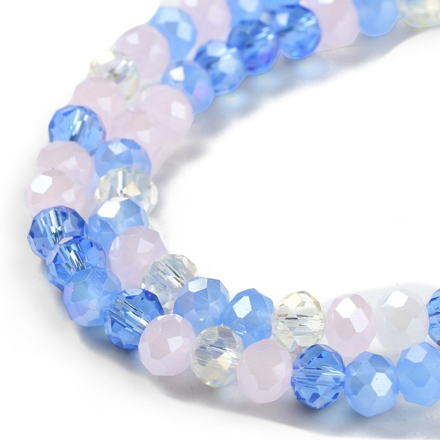 Perles en Verre à Facettes – Rondelles Bleu et Rose – 4,5x3 mm