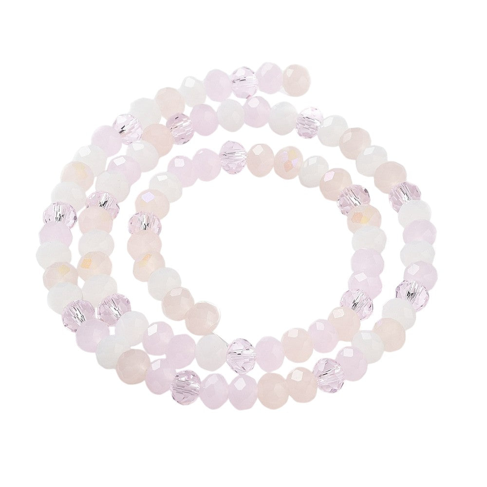 Fil de Perles de Verre à Facettes – Rondelles 6×5 mm – Rose