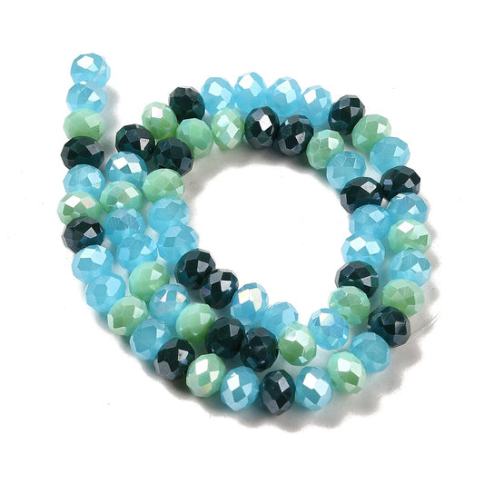 Fil de Perles de Verre à Facettes – Rondelles 8x6 mm – Bleu/vert