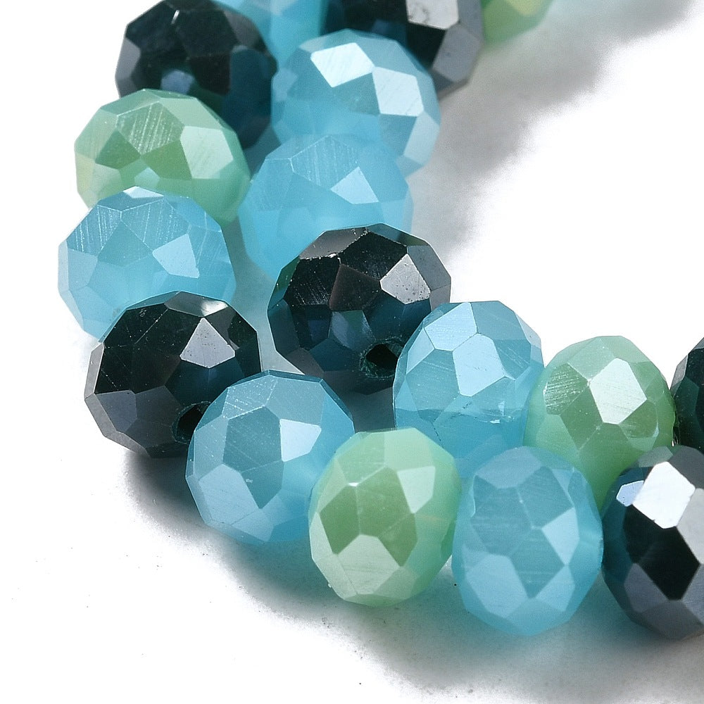 Fil de Perles de Verre à Facettes – Rondelles 8x6 mm – Bleu/vert