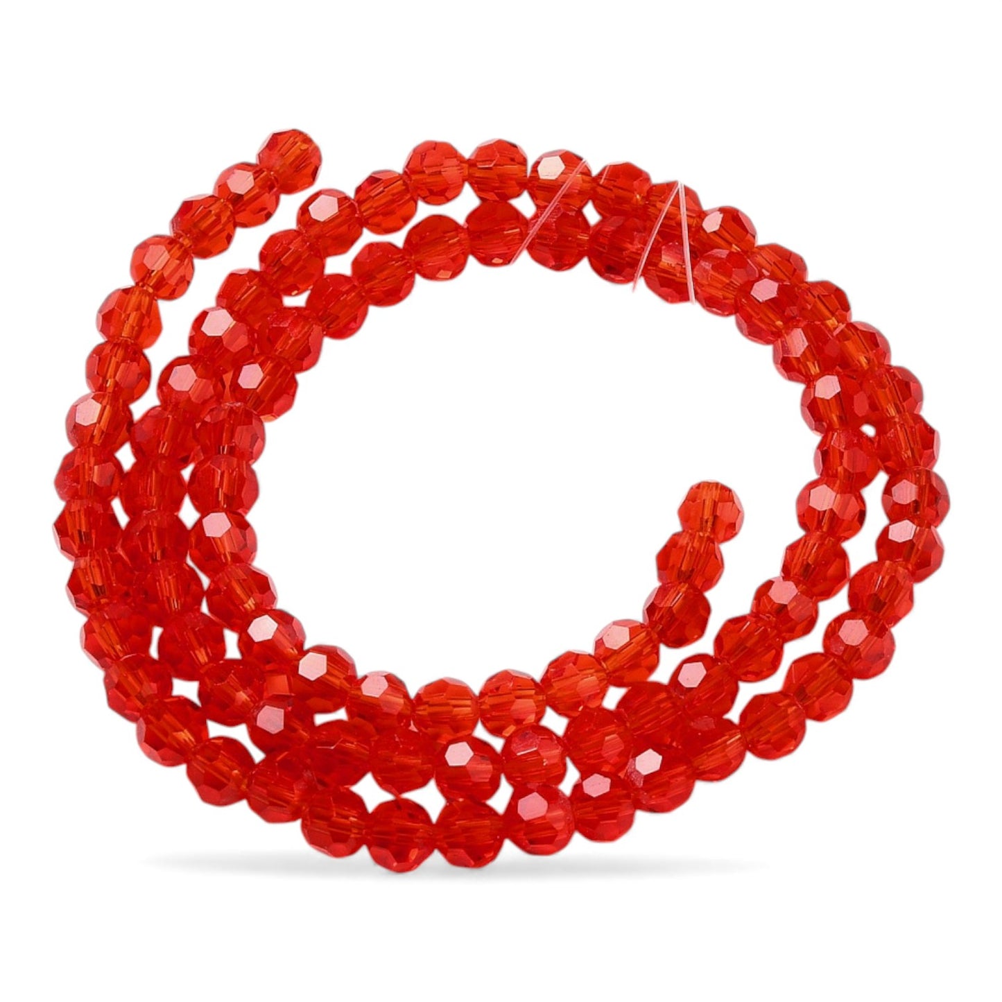 Fil de 87 perles de Verre Facettées Rouges – 4 mm