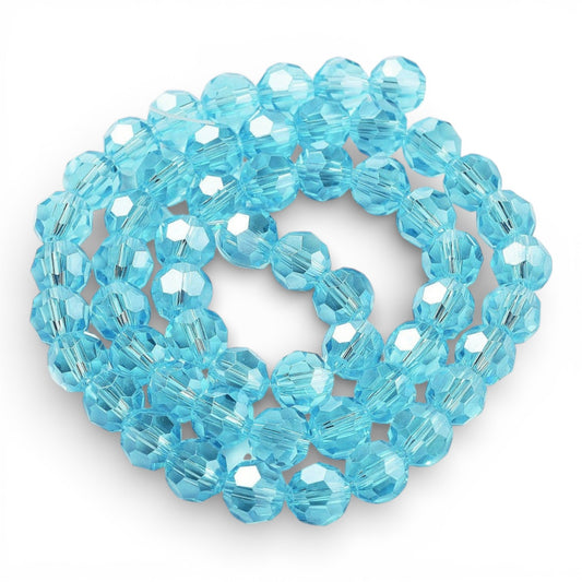 x1 Fil de Perles en Verre Facettées – 8 mm – Bleu