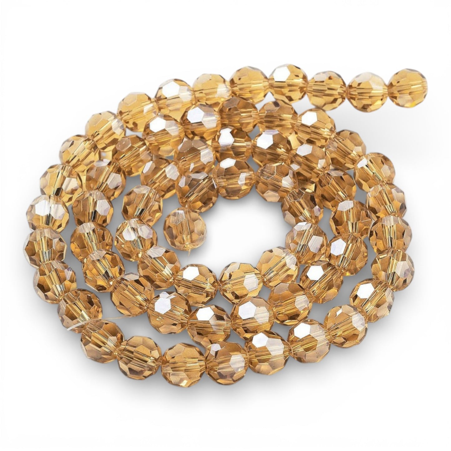 x1 Fil de Perles en Verre Facettées – 8 mm – Champagne Foncé