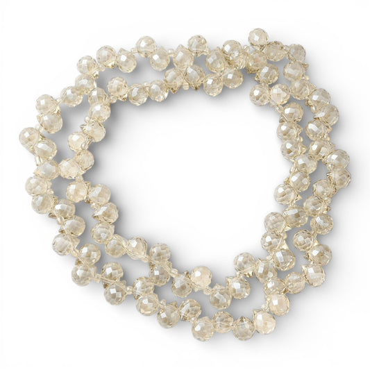 x1 Fil de Perles en Verre Électroplaqué – Gouttes Champagne Clair – 10–11 mm