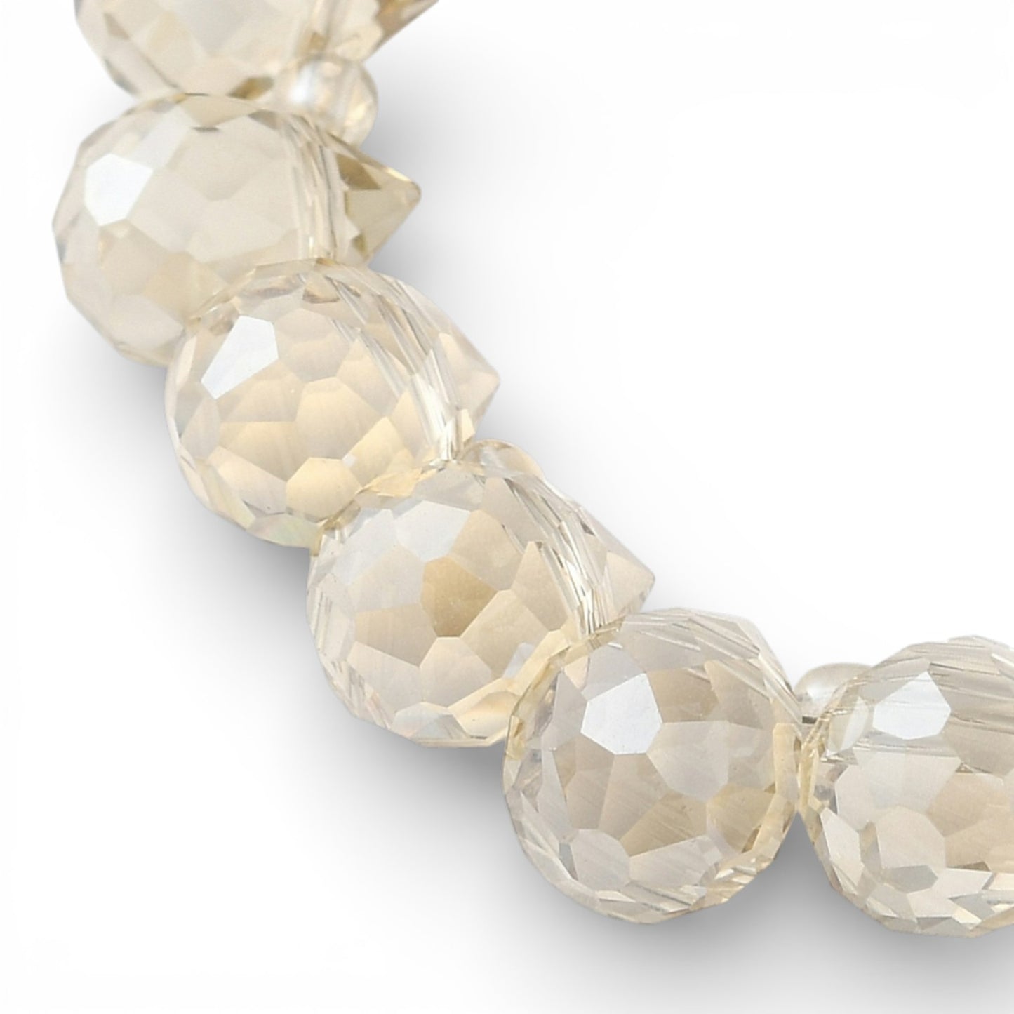 x1 Fil de Perles en Verre Électroplaqué – Gouttes Champagne Clair – 10–11 mm