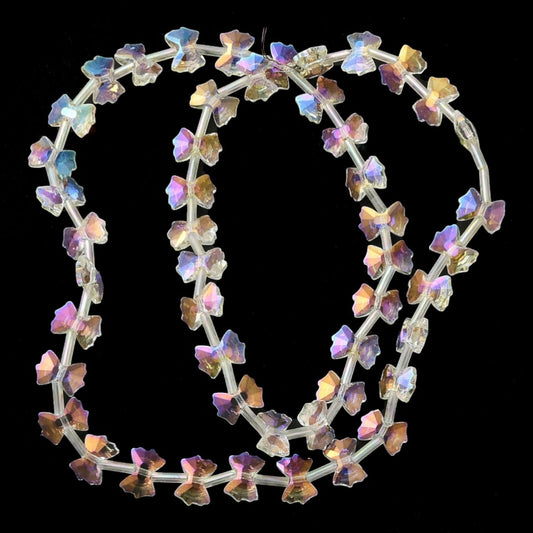 x1 Fil de Perles de verre électroplaquées arc-en-ciel – Forme nœud papillon 10 x 7 mm – Citrine