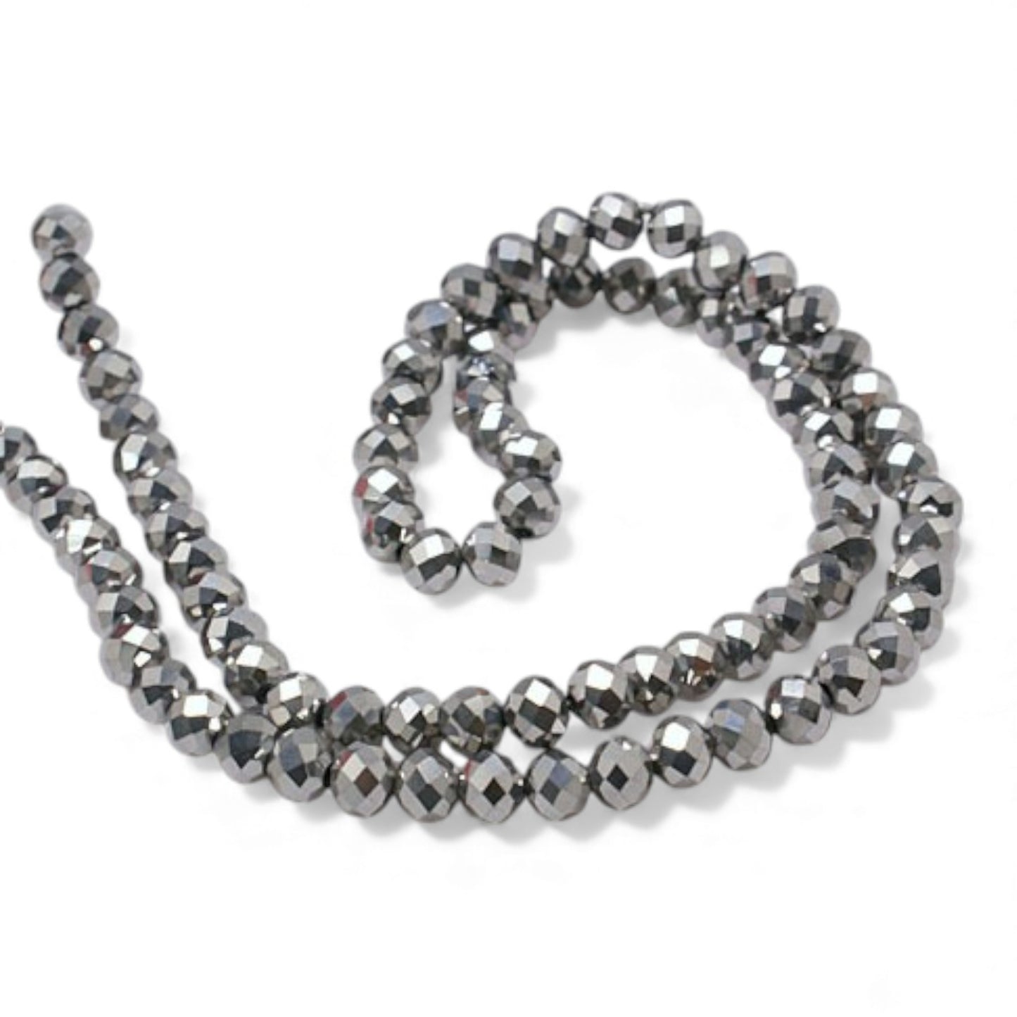 Fil de Perles en Verre argentées Facettées – Rondelles 3x2 mm