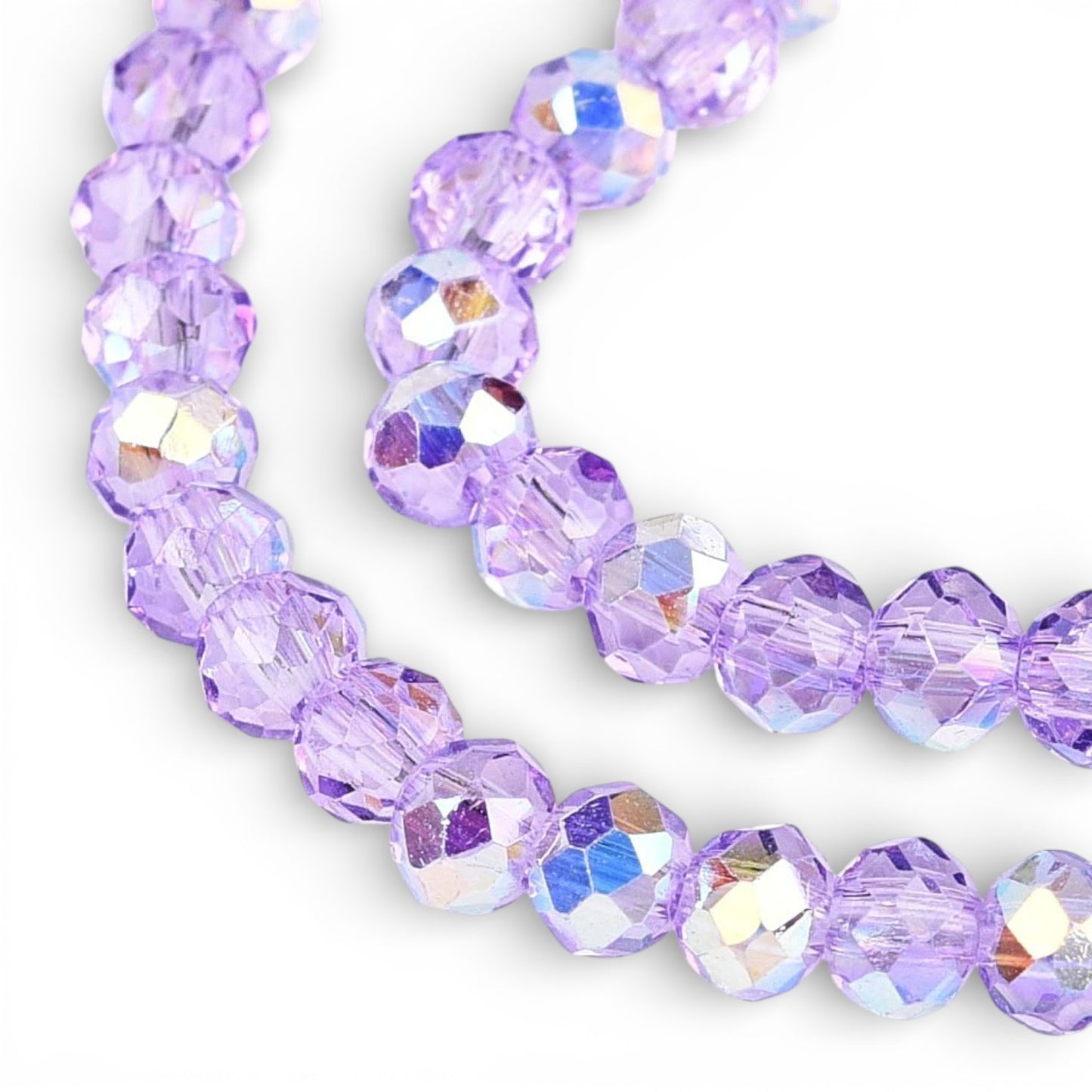 x1 Fil de Perles de Verre AB Violet – Rondelles Facettées – 3x3.5 mm