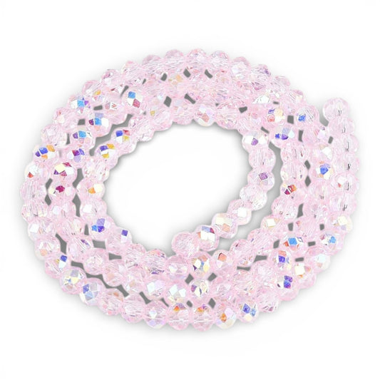 x1 Fil de Perles de Verre AB Rose – Rondelles Facettées – 3,5 à 4 mm
