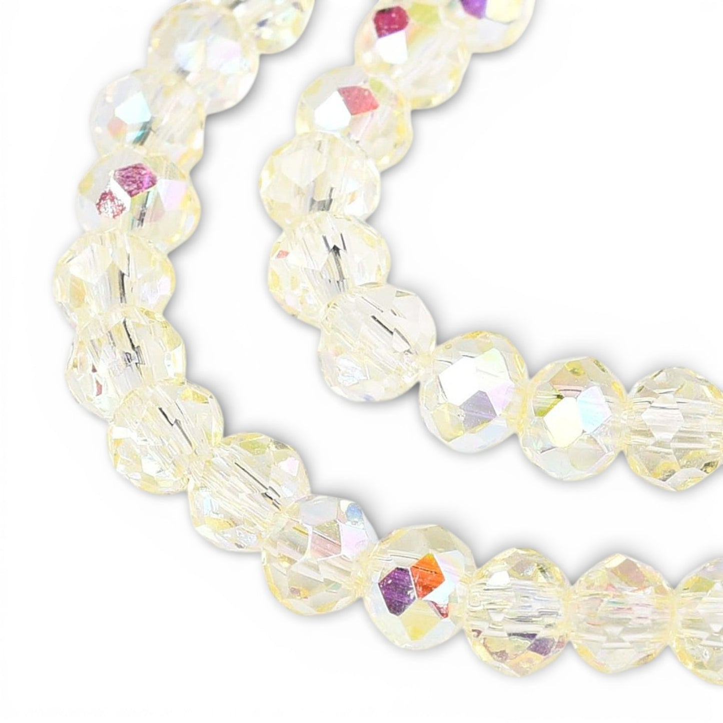 x1 Fil de Perles de Verre AB Jaune – Rondelles Facettées – 3,5 à 4 mm