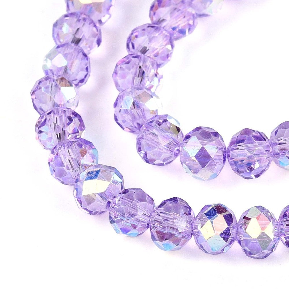 x1 Fil de Perles de Verre AB Violet – Rondelles Facettées – 4x3.5 mm