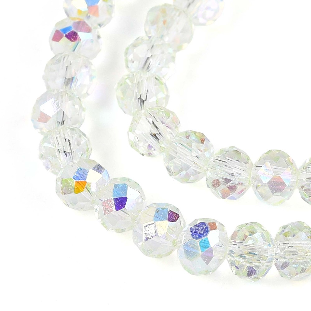 x1 Fil de Perles de Verre AB Vert Clair – Rondelles Facettées – 4x3.5 mm