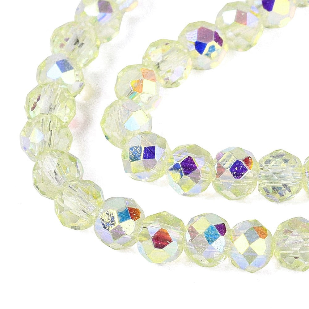x1 Fil de Perles de Verre AB Jaune – Rondelles Facettées – 4x3.5 mm