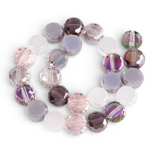 x1 Fil de Perles de Verre Électroplaquées Violet/Gris – Rondelles Facettées – 7,5 à 8 mm