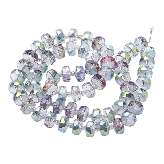 x1 fil de Perles de Verre Facettées Électroplaquées – Violet et vert – 8x5 mm