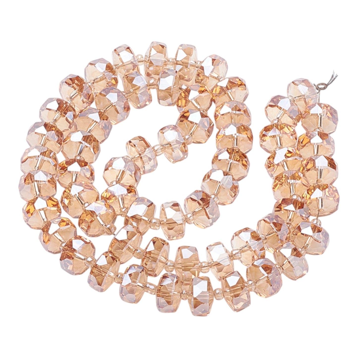 x1 fil de Perles de Verre Facettées Électroplaquées – Champagne – 8x5 mm