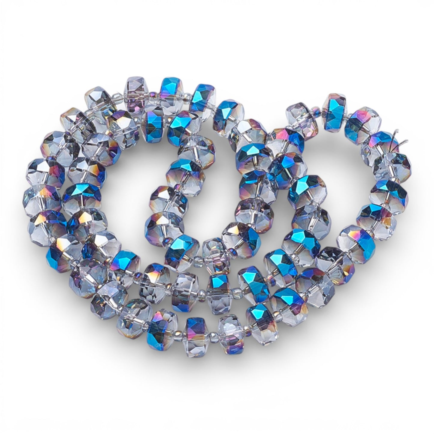 x1 fil de 78 Perles de Verre Facettées Électroplaquées – Bleu et violet – 8x5 mm