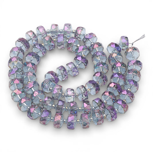 x1 fil de 78 Perles de Verre Facettées Électroplaquées – Violet – 8x5 mm
