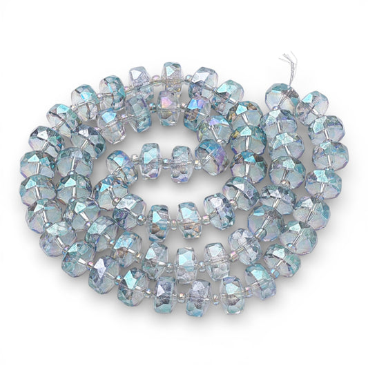 x1 fil de 78 Perles de Verre Facettées Électroplaquées – Vert – 8x5 mm