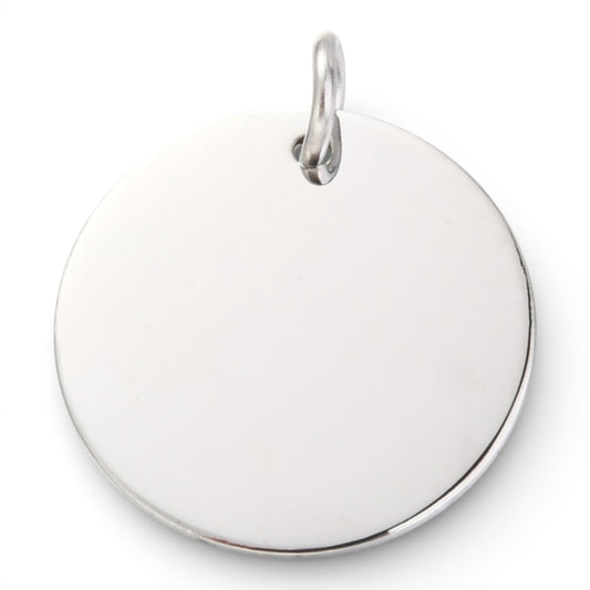 x1 Breloque ronde plate à graver en acier inoxydable 304 – 20 mm