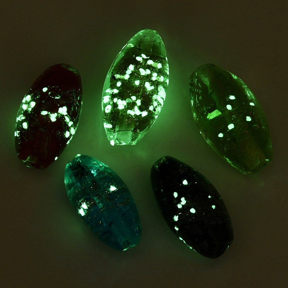 Perle lampwork « Sable doré » – Fait main – Lumineuse et phosphorescente