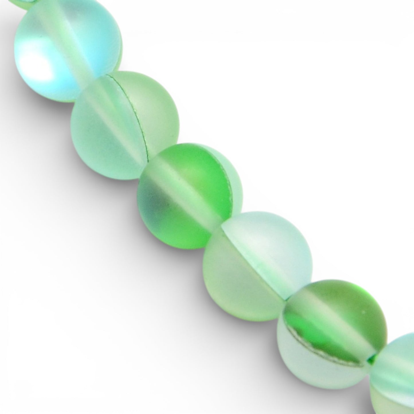 x1 Fil de Perles Holographiques Givrées – Rondes 8 mm – Vert