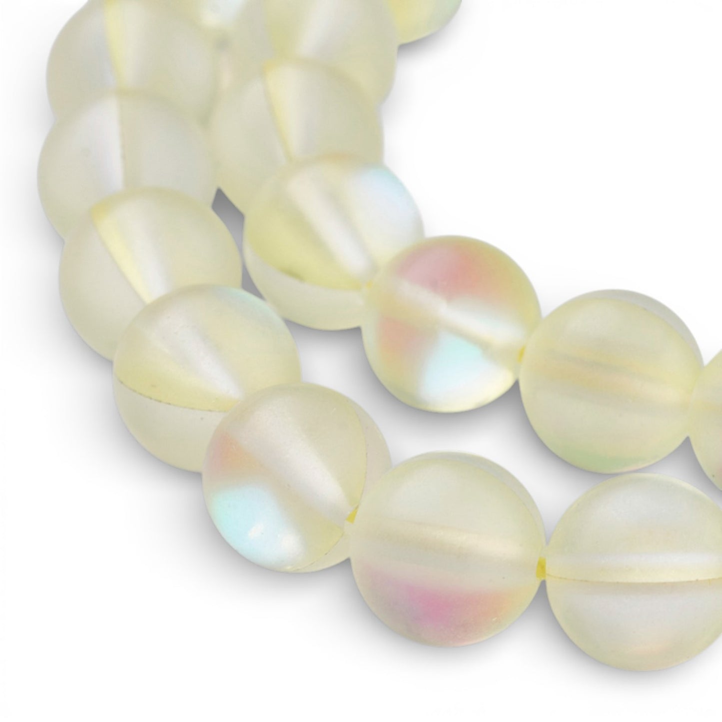 x1 Fil de Perles Holographiques Givrées – Rondes 8 mm – Jaune