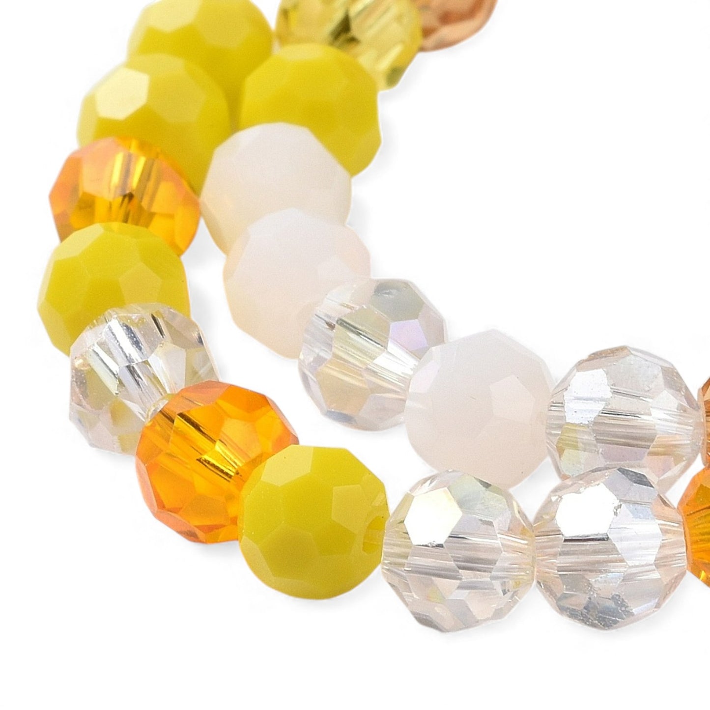 x1 Fil de Perles de Verre Facettées – Rondes 5,5 à 6,5 mm – Jaune et blanc