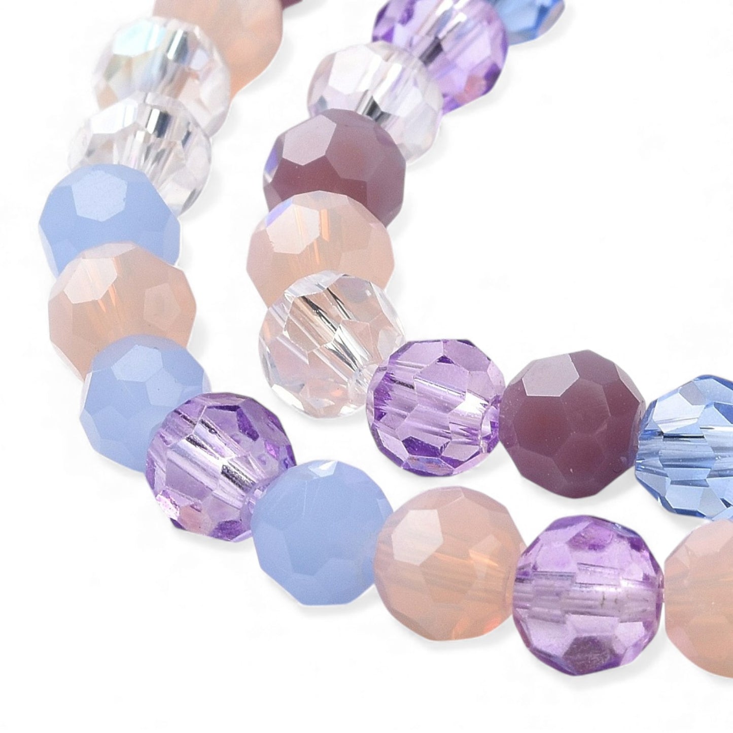 x1 Fil de Perles de Verre Facettées – Rondes 5,5 à 6,5 mm – Violet