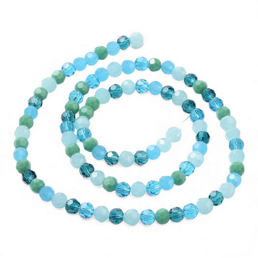 x1 Fil de Perles de Verre Facettées – Rondes 5,5 à 6,5 mm – Bleu/vert