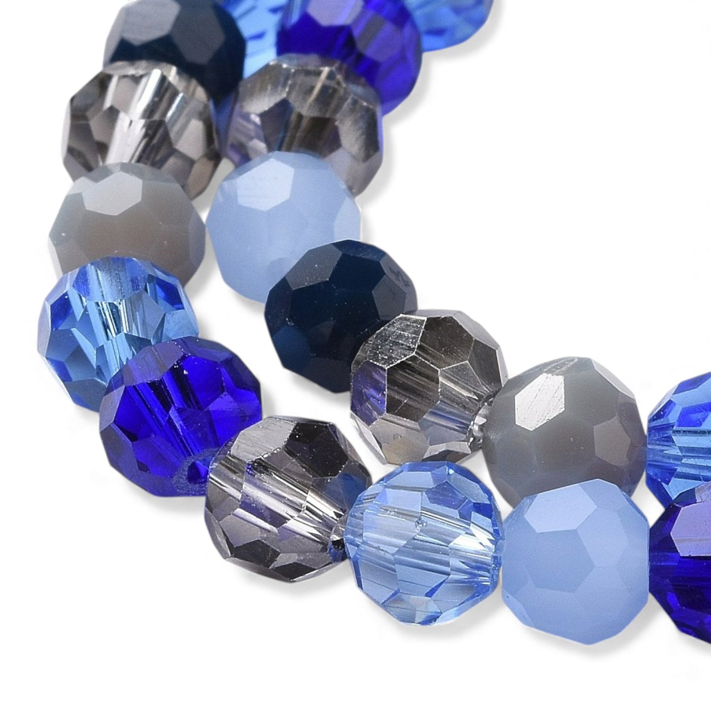 x1 Fil de Perles de Verre Facettées – Rondes 5,5 à 6,5 mm – Bleu
