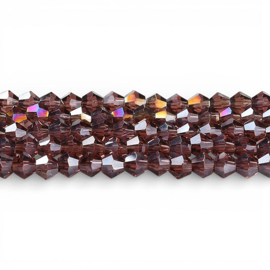 x1 Fil de Perles de Verre Transparentes Facettées – Biconiques 4 mm – Violet AB