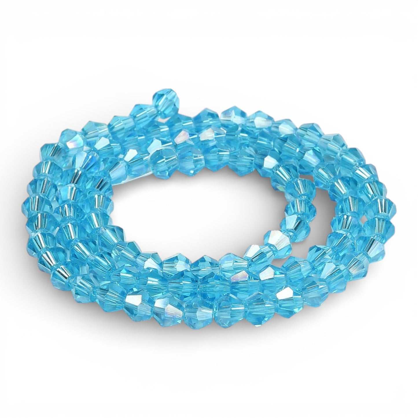 x1 Fil de Perles de Verre Transparentes Facettées – Biconiques 4 mm – Bleu profond AB