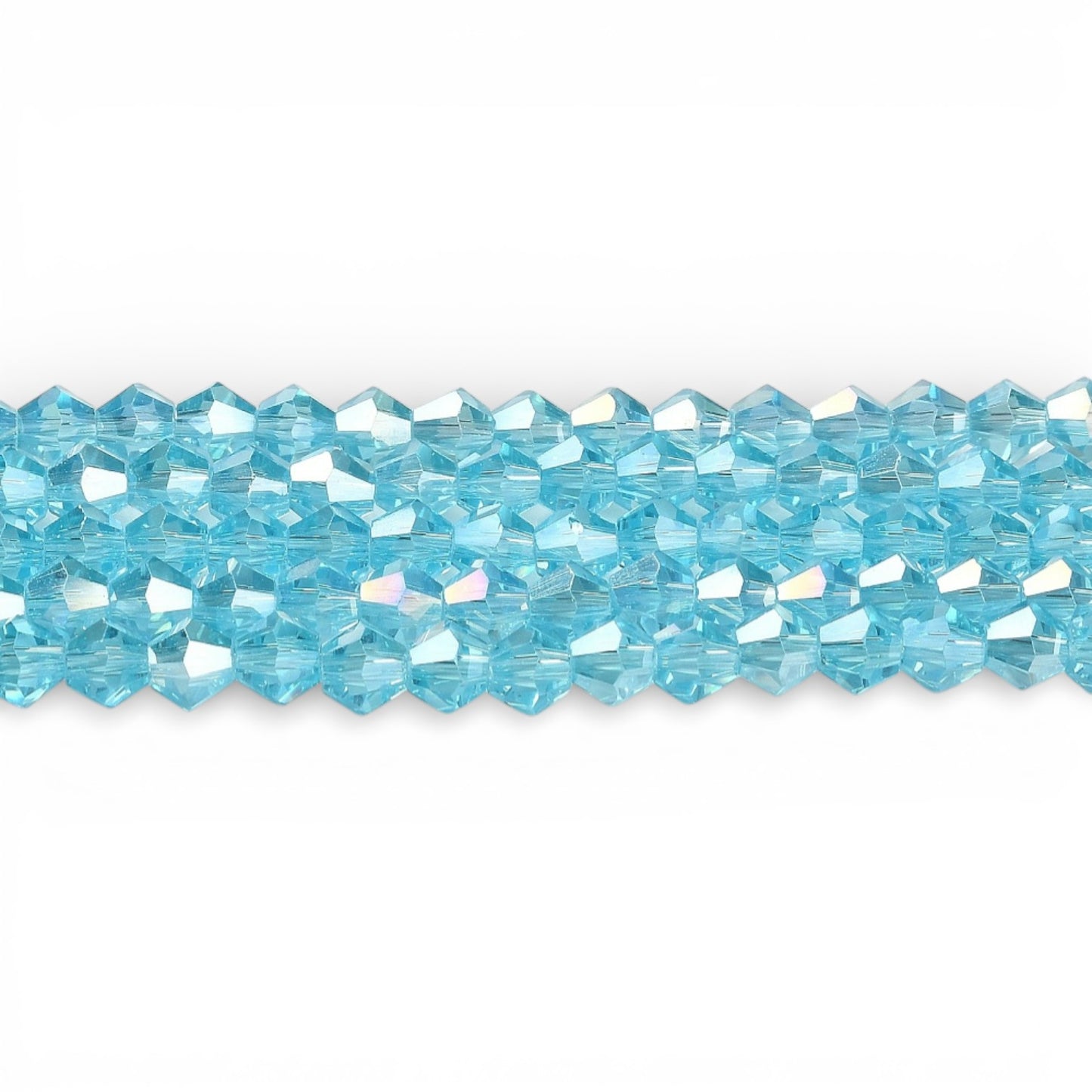 x1 Fil de Perles de Verre Transparentes Facettées – Biconiques 4 mm – Bleu ou Bleu AB