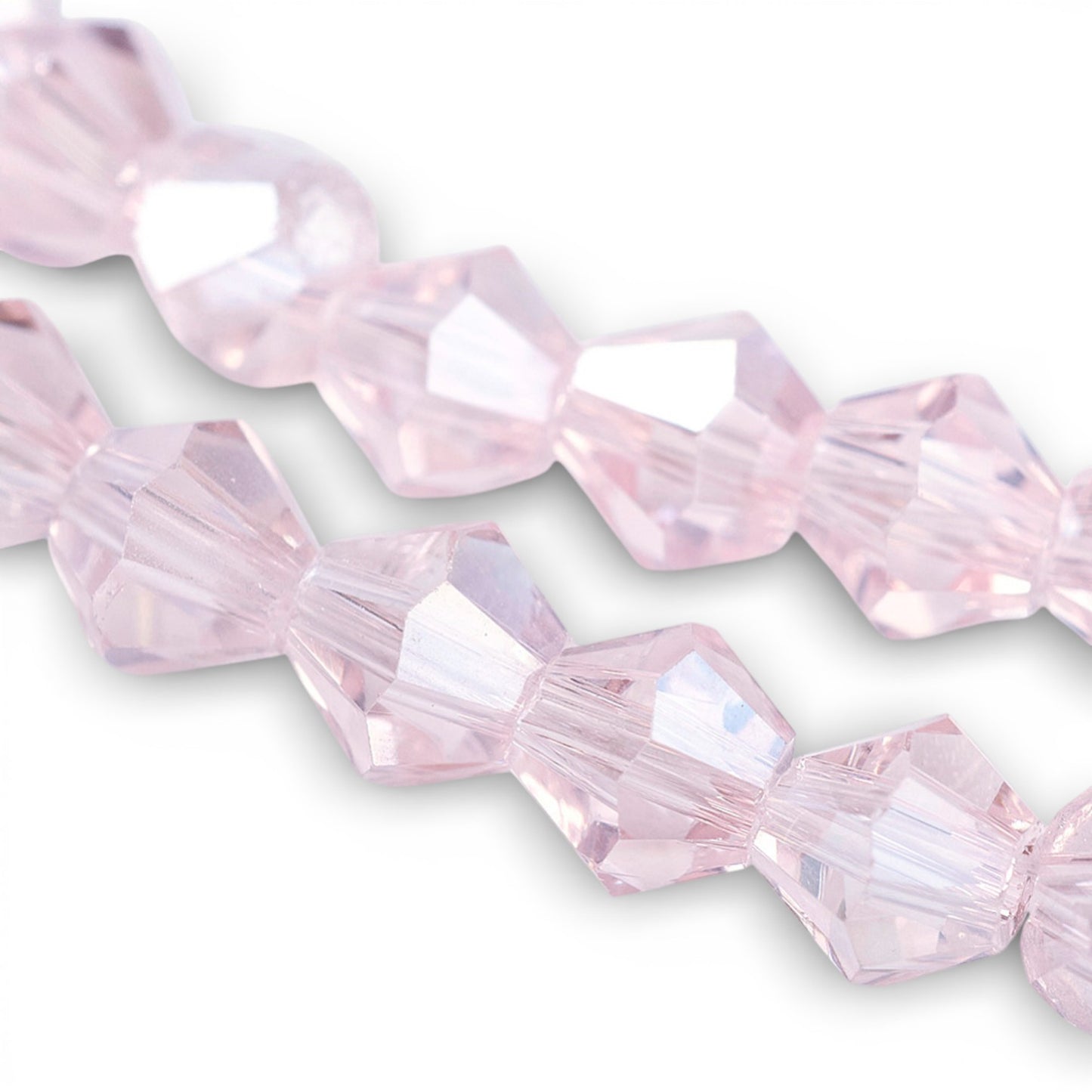 x1 Fil de Perles de Verre Transparentes Facettées – Biconiques 4 mm – Rose ou Rose AB