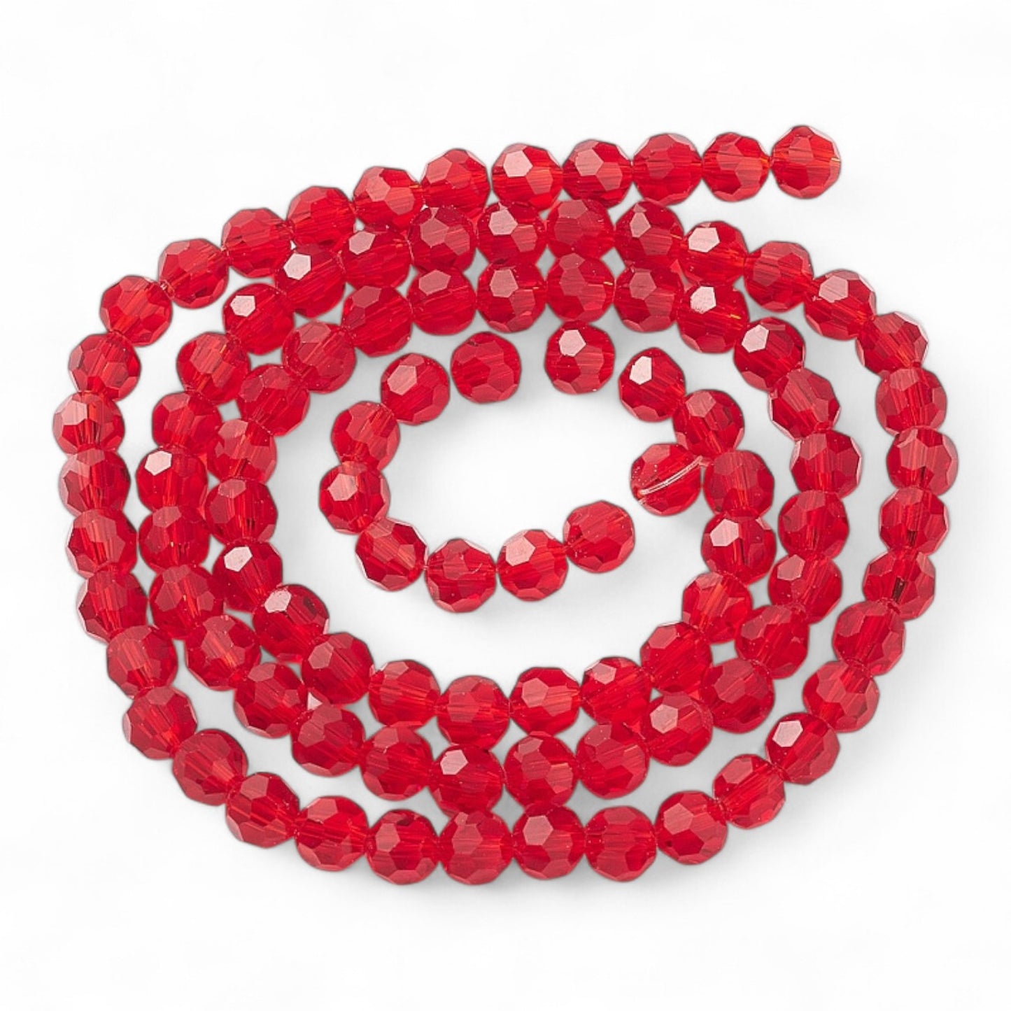x1 Fil de Perles en Verre Facettées – 8 mm – Rouge, Vert ou Transparent (32 facettes)