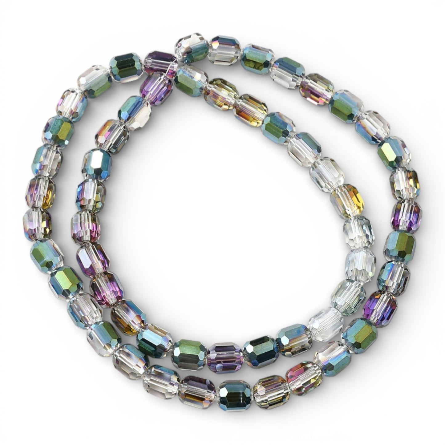 x1 Fil de Perles de verre électroplaquées – Cylindriques à facettes 9 x 7,5 mm – Vert et violet