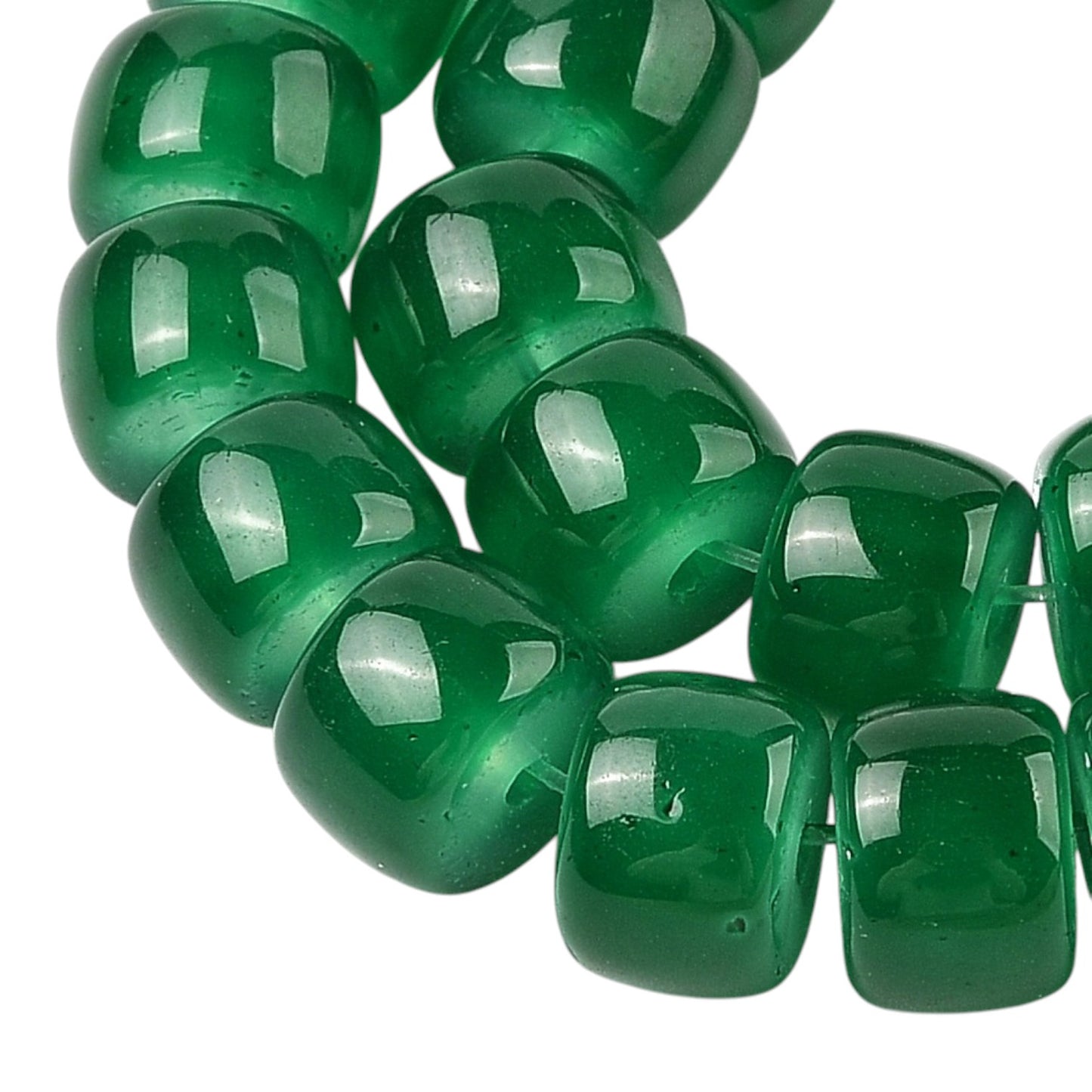 x1 Fil de Perles en Verre Imitation Jade – Tonneau – 8 mm