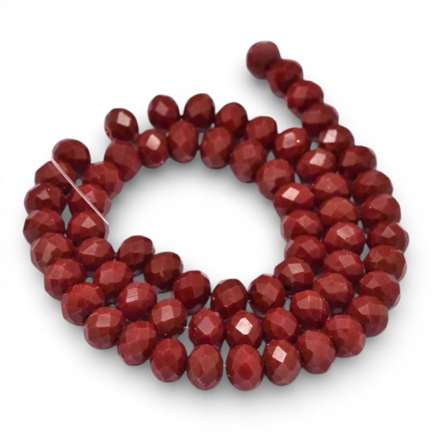 x1 Fil de Perles en Verre Facettées Rondelles – Rouge Bordeaux – 8 x 6 mm