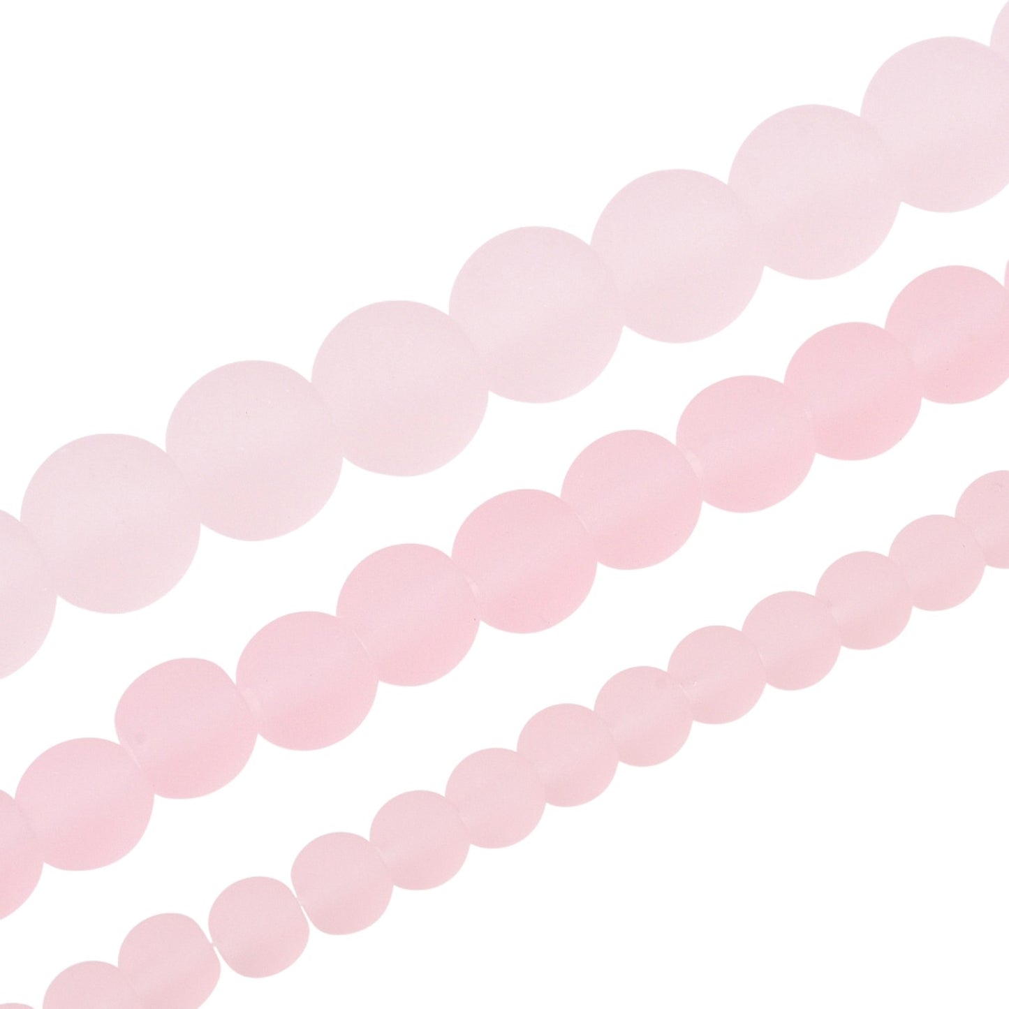 x1 Fil de Perles de Verre Givrées Roses – Rondes – 8 à 8,5 mm