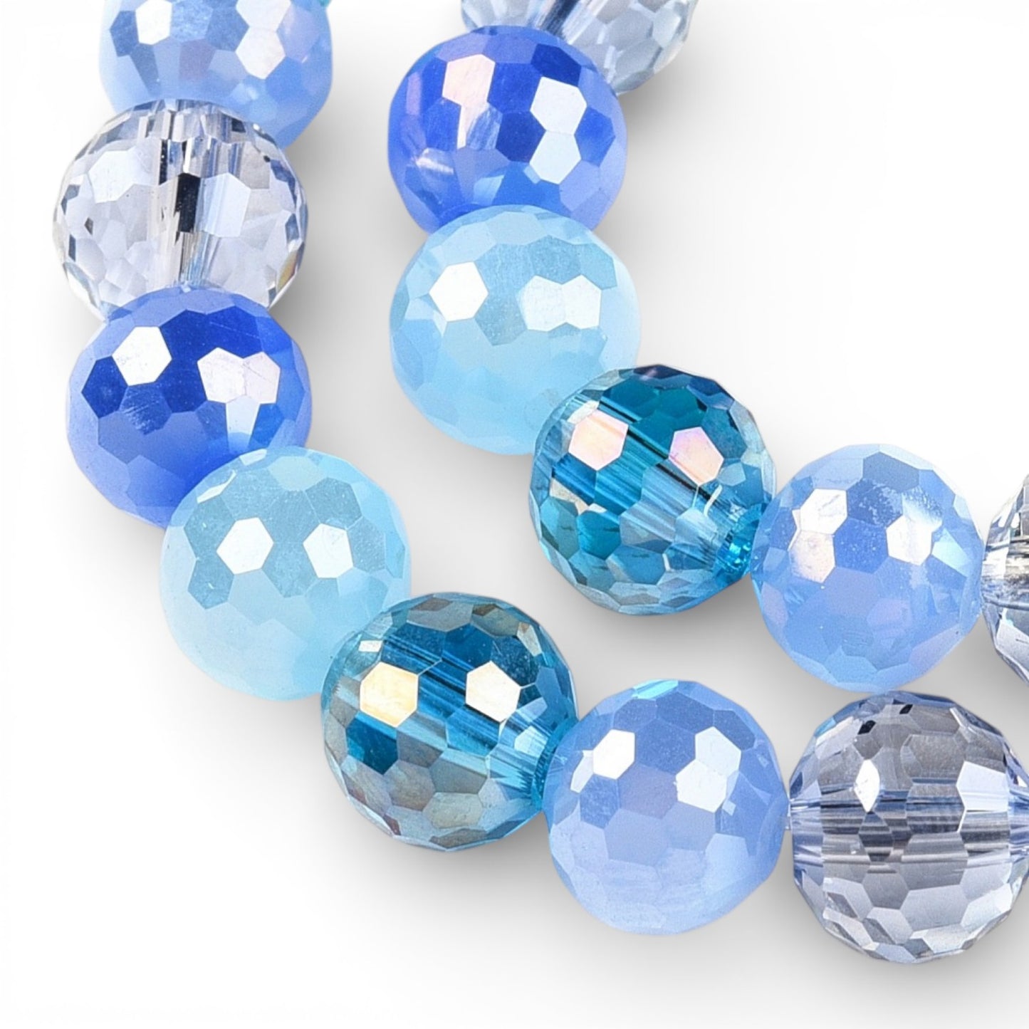 x1 Fil de Perles en Verre Électroplaqué à Facettes – Bleu – 8 mm