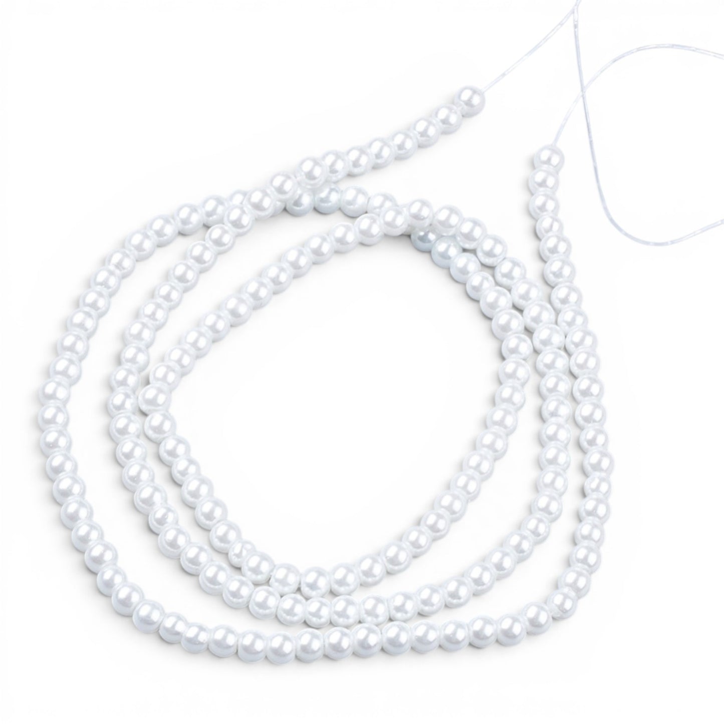 Fil de Perles en verre nacré – 4/5 ou 6 mm – Noires ou Blanches