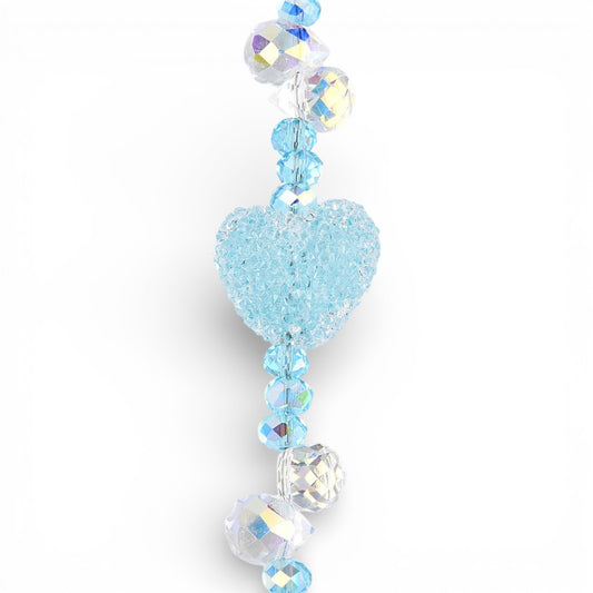 x1 Fil de Perles en Verre Électroplaqué – Gouttes, Ovales Facettées et Cœur Sucré – Bleu