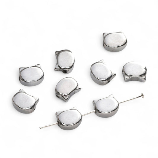 Lot de 10 Perles Chat en Verre Électrolytique – 10 x 8 mm