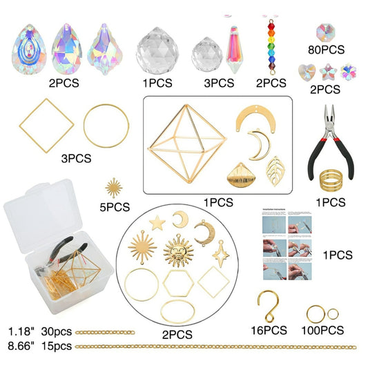 Ensemble Créatif Attrapes Soleil en Cristal de Verre – Doré – ≈16 créations